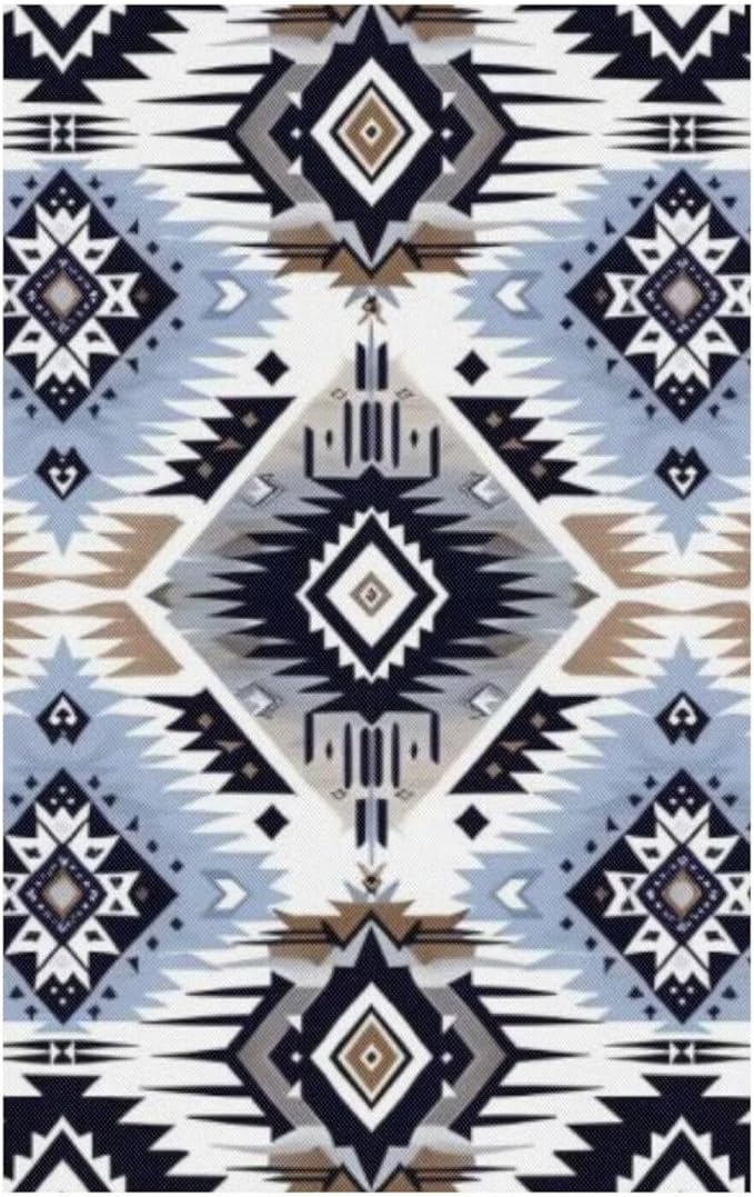 Blue Aztec Headrest Covers for Recliners Easy to Install Headrest Slipcovers Covers Pet Scratch Resistant Couch Headrest Covers for Sofa 2 Pack