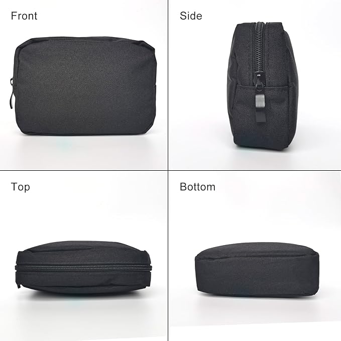 HSYAMY Small Makeup Bag For Purse, 2 Pack Travel Zippered Pouch, Portable Versatile Mini Organizer Toiletry Cosmetic Bag Nylon Electronics Accessories Storage Pouch For Women Men (Black)