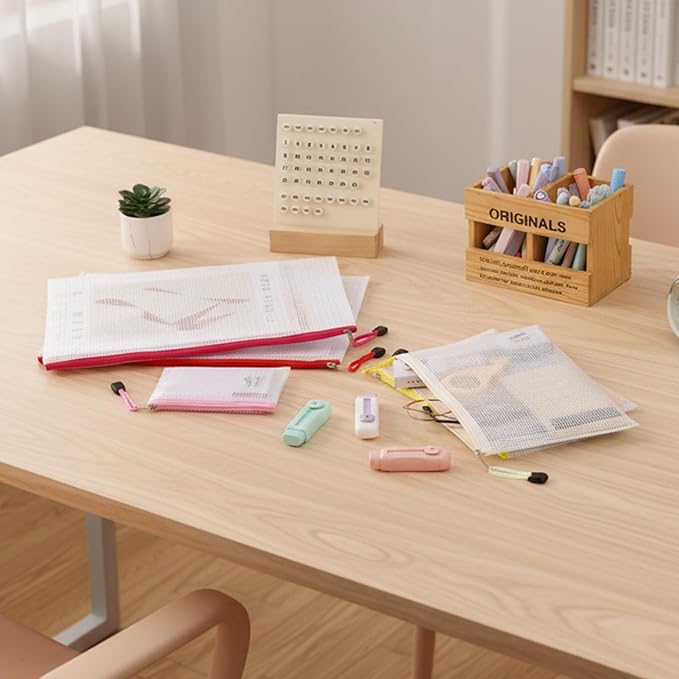 EOOUT 48pcs Mesh Zipper Pouch, Waterproof Zipper Bags, 8 Sizes Plastic Travel Pouch, 15 Colors, Multipurpose for Board Game, Travel Storage, School Supplies, Office Appliances, Home Organize