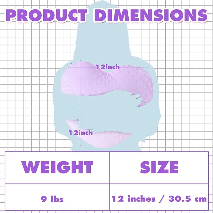 9 lb Sensory Weighted Pillow with Glass Bead Filled Heavy Soft Versatile Hug Body Pillow W/stress Relief for Adults Comfort Relaxation Sleep Valentine's Thoughtful Gift Hear(Purple)
