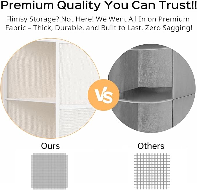 ALLTIDYUP Extra Deep Hanging Closet Organizer with Shelves and Oversized Mesh Pockets, Heavy-Duty Structure, No Deformation, Max Storage for Clothes, Shoes, Hats, Dorms and RVs,1-Pack (White, 6 Tier)