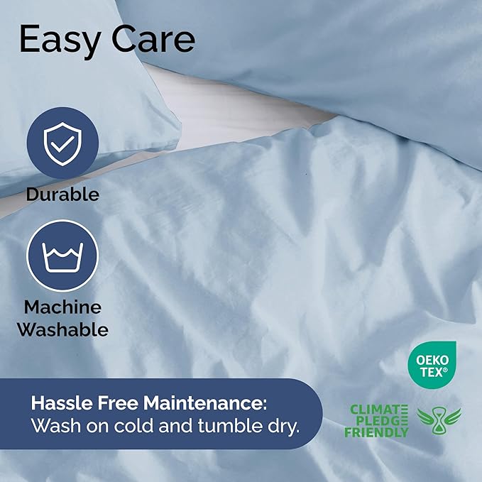 Duvet Cover Cal King Size Set - Extra Soft Cal King Size Duvet Cover 104 x 98 with 2 Pillow Shams - Hotel Luxury Easy Care and Fade Free w/Zipper Closures & Ties - Breathable Bedding Set (Sky Blue)