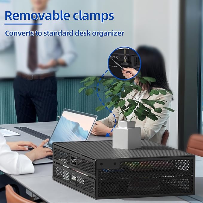 Under Desk Drawer Organizer No Drilling Under Desk Storage Drawer Organizer Metal Under Desk Slide Out Drawer Suitable for Home and Office(Large)