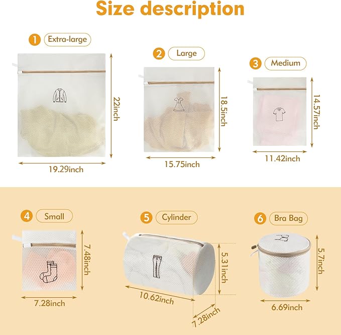 6-Piece Bag Double-layer thickened mesh laundry bags,Essential items at home,Exquisite laundry bags suitable for clothes, trousers, socks and underwear