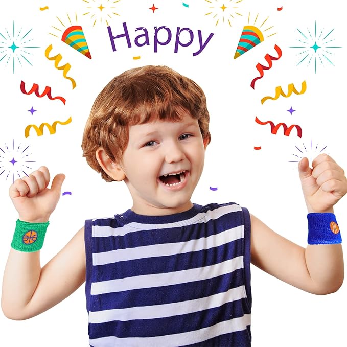 36 Pieces Sports Wristbands for Kids Colorful Baseball Wrist Sweatbands Acrylic Yarn Wrist Bands Sweat Bands for School Students Sports Basketball Birthday Party Favors Supplies, 6 Colors