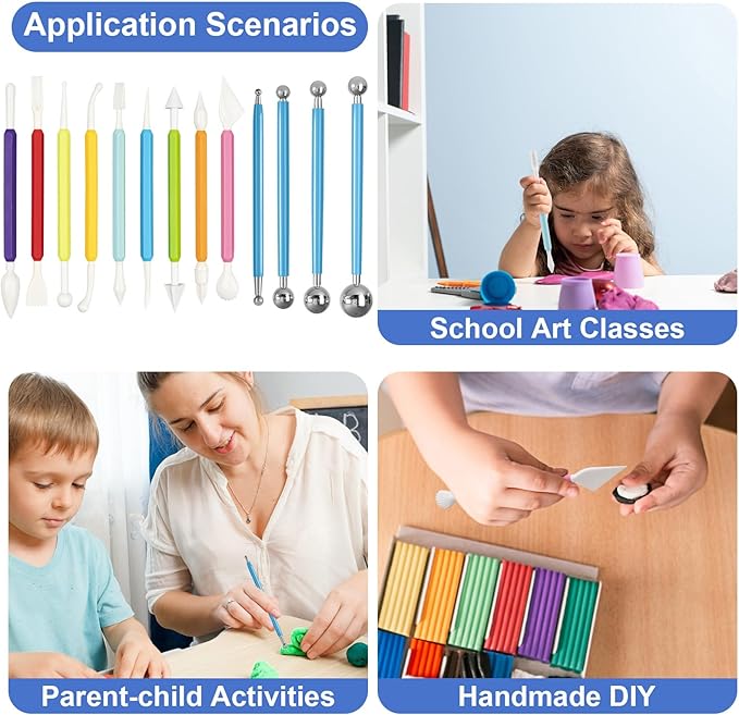 Clay Tools Kit, 13 PCS Polymer Clay Tools, Essential Ceramic Clay Sculpting Tools, Air Dry Clay Tools for Pottery, Clay Modeling, Carving and Sculpting, Suitable for Kids, Adults and DIY Enthusiasts