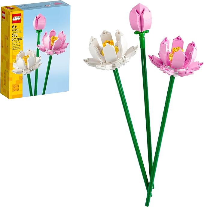 LEGO Lotus Flower - Building Toy for Kids, Girls & Boys, Ages 8+ - Artificial Lotus for Home Decor & Display - Gift for Valentines Day for Her & Him - 40647