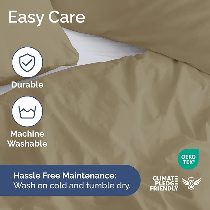 CGK Unlimited Duvet Cover Twin/Twin XL Size Set - Extra Soft Duvet Cover 68 x 90 with 1 Pillow Sham - Hotel Quality, Fade Free w/Zipper Closures & Ties - Bedding and Bed Linens Set (Khaki)