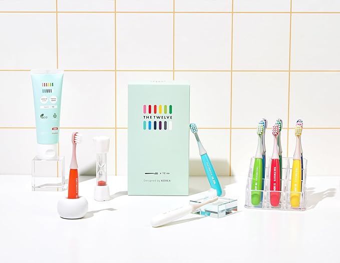 The Twelve Step2 Toddler Toothbrush Pastel – (Monthly Replacement Reminder), (Korean BBC Bristles), (12 Fun Rainbow Colors), Soft Tooth Brush for Ages 1-3, 12-Pack