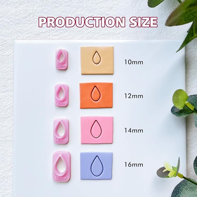 Keoker Flower Petal Clay Cutters - Polymer Clay Cutters for Earrings Making, 4 Shapes with Polymer Clay Petal Press Mold, Clay Cutters for Polymer Clay Jewelry (B)