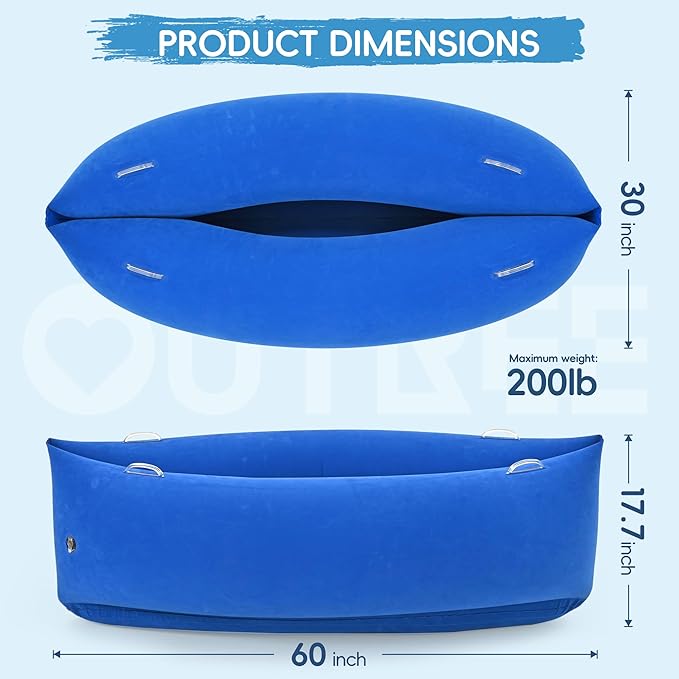 OUTREE Upgraded Sensory Chair for Kids — 60" Sensory Pod Inflatable Peapod for Children, Includes Electric Air Pump,Sensory Toys Giftfor Kids with Autism,Blue