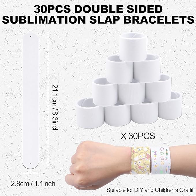30Pcs Sublimation Slap Bracelets Blank, Slap Bracelets Wristbands for Sunday School Supplies Kids Gifts Birthday Party Favors (Religious)