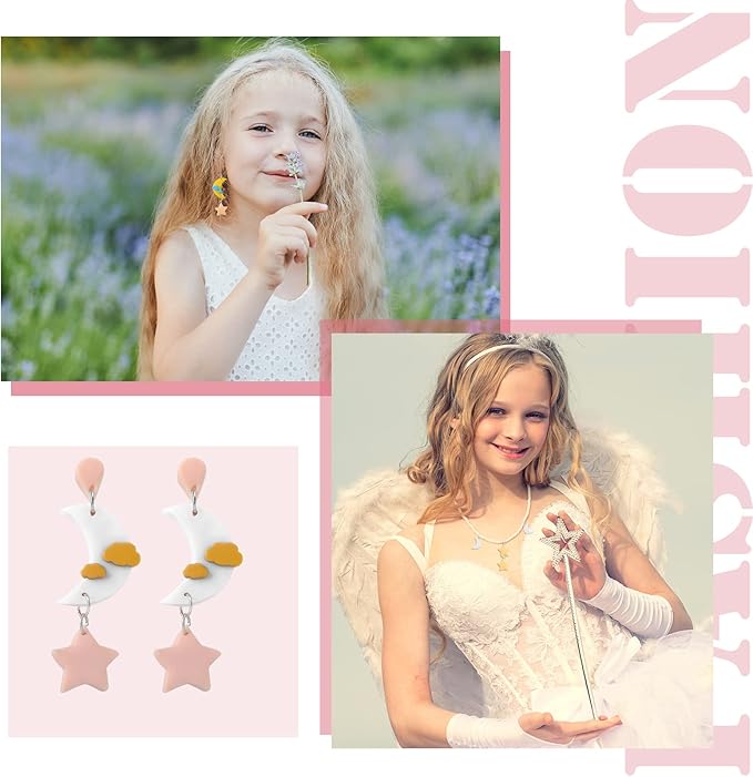 Kajaia 14 Pcs Polymer Clay Cutters Set, Cloud Moon Star Crescent Clay Earring Cutters Rain Drop Lightning DIY Jewelry Making Supplies for Beginners Adults Christmas Gifts