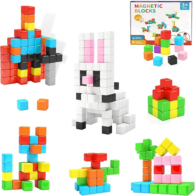 Magnetic Blocks, Toddler Toys for 3 4 5 Year Old Boys Girls, Building Stem Preschool Learning Magnet Sensory Toys for Kids,Classroom Must Haves Christmas Toys Birthday Gifts for Kids 3+…