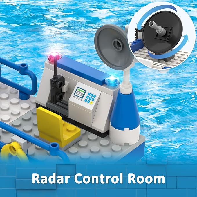 City Police Station Toy Building Set - 890 Pieces Helicopter, Police Car and Truck, Patrol Boat, Coast Guard Headquarter Toy - Ideal Creative Roleplay Gift for Kids, Boys, and Girls Ages 6-14