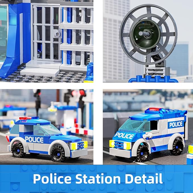 City Police Station Building Sets, 570pcs City Police Sets Toy Building Bricks Kit, Compatible with Lego，Gift for Boys 6-12