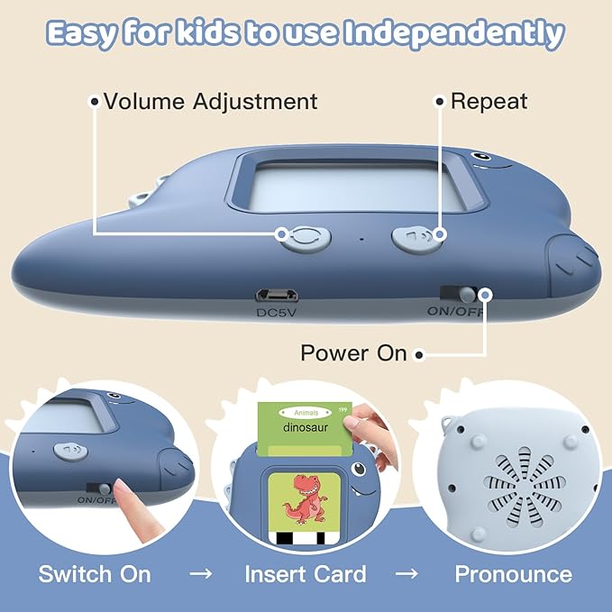 Talking Flash Cards, Montessori Learning Toy for Toddler, Autism Sensory Product Speech Therapy Toys, Preschool Kindergarten Educational Toy Sight Words Phonics for 2 3 4 Year Old Boys Girls