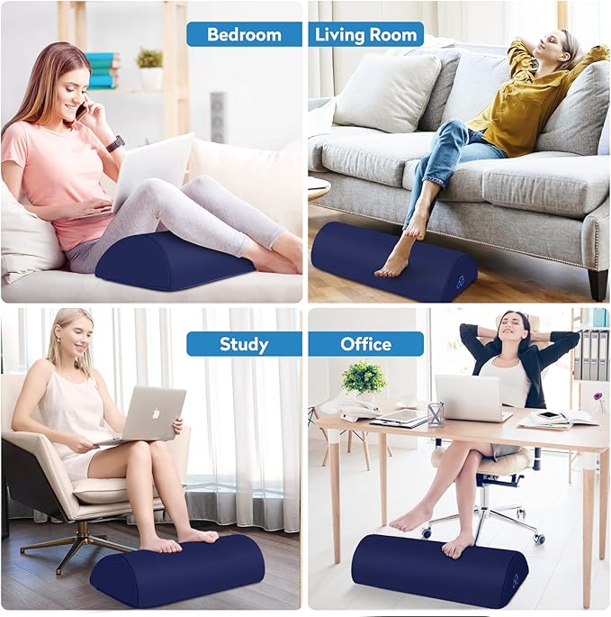 StepLively Foot Rest Ergonomic Pillow for Under Desk at Work, Anti-Fatigue Footrest Support Pillow for Fatigue & Pain Relief, Comfortable for Office Chair, Car Seat & Gaming Chair - Blue, Large