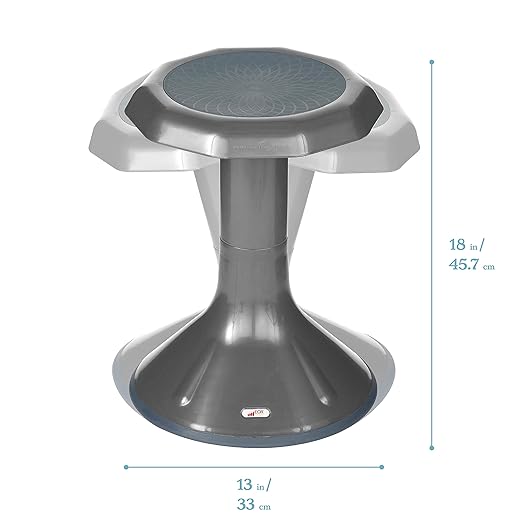 ECR4Kids ACE Active Core Engagement Wobble Stool, 18-Inch Seat Height, Flexible Seating, Grey