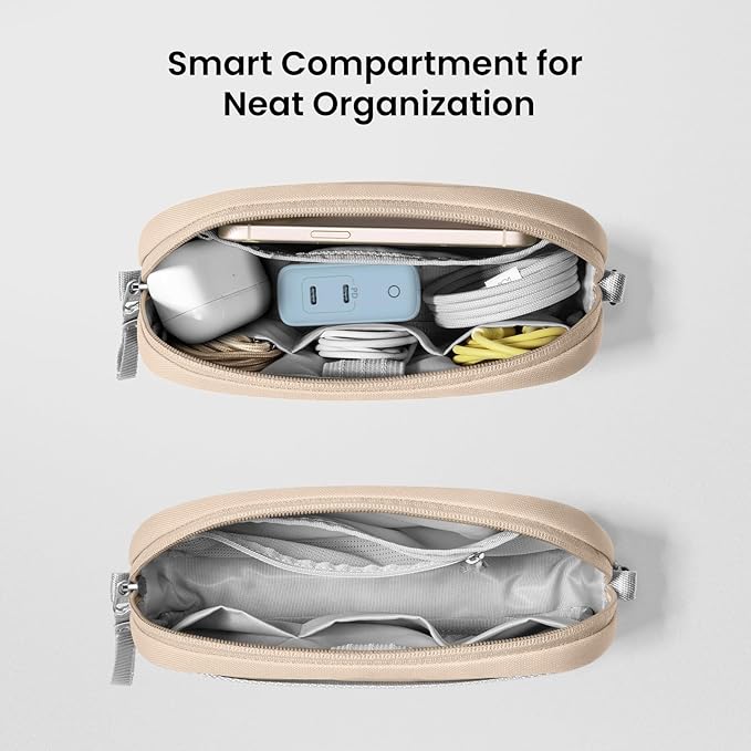 tomtoc Electronics Organizer Travel Case, Water Resistant Travel Bag Cable Organizer for Essentials, Tech Pouch Accessories Carry Storage for Cord, Phone, Cables, Airpods, USB Flash Drive, Daily Items