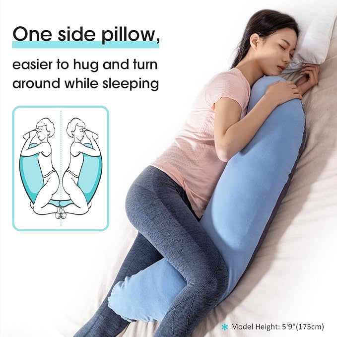 BYRIVER 39" C Shaped Body Pillow for Side Sleeping Adults Men Women, Anxiety Relief Hugging Gaming Lap Pillow, Pregnancy Knees Separate Pillow, Gifts for New Moms, Removable Pillowcase(L)
