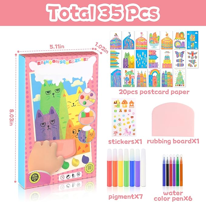 20-Piece Rainbow Scratch Art Set for Kids – DIY Scratch Paper Art Kit, Creative Postcards, Fun Toddler Party Activities & Unique Gift Ideas