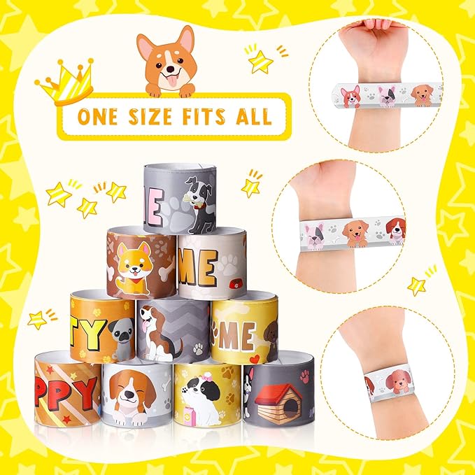 40 Pieces Puppy Party Supplies Dog Cat Slap Bracelets Sweet Cats You Are Paw Some Bracelets for Kids Pet Party Decorations Paw Print Snap Wristbands for Pet Theme Party Birthday Dog Party Favors (Dog)