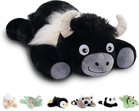 Niuniu Daddy 20" | 3.3 Pound HighIand Cow Weighted Plush Animals, Large Highland Cow Pillowfort Stuffed Lap Animal Toys for Kids Adults, Big Plushy Body Pillow for Gifts Birthday Christmas Holiday