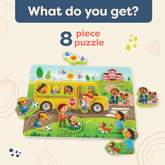 B. toys- Peek & Explore - School BusChunky Puzzle – Puzzle for Toddlers, Kids – School Bus Puzzle – School, Bus, Students – 2 Years +