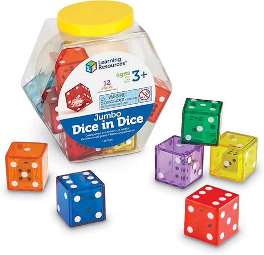 Learning Resources Jumbo Dice in Dice, Dice, Jumbo Dice, Math Dice, Ages 3+, Set of 12
