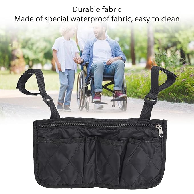 Wheelchair Carry Bag, Wheelchair Side Bag Armrest Accessories Storage Bag, Wheelchair Armrest Accessories, Arm Rest Pouch for Rollator, Walkers, Wheel Chairs