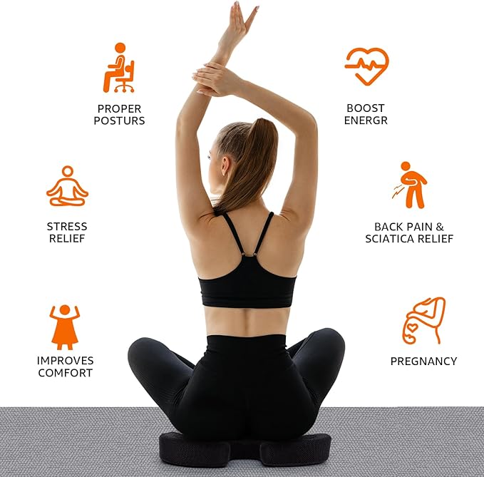 Amazon Basics Comfortable Seat Cushion for Office Chairs, Gel Enhanced Memory Foam, Black