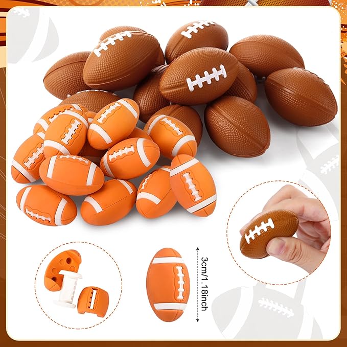 Aoriher 158 Pcs Football Party Favors Set Bulk Sport Non Woven Gift Bags Slap Bracelets Mini Bouncy Balls Toy Whistle Keychains Sticker Stampers for Sport Party Supplies(Football)