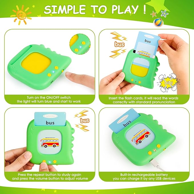 Talking Flash Cards for Toddlers 1-3, Autism Sensory Toys for Autistic Kids, Montessori Educational Learning Toys with 224 Sight Words, Speech Therapy Toys for 1-5 Year Old Boys Girls Gifts