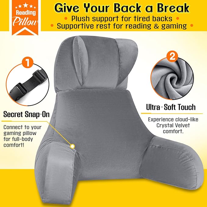 AS AWESLING Reading Pillow & Lap Pillow for Gaming, Back Cushion for Bed Sitting Up, Backrest Pillow for Sitting in Bed, Couch or Floor