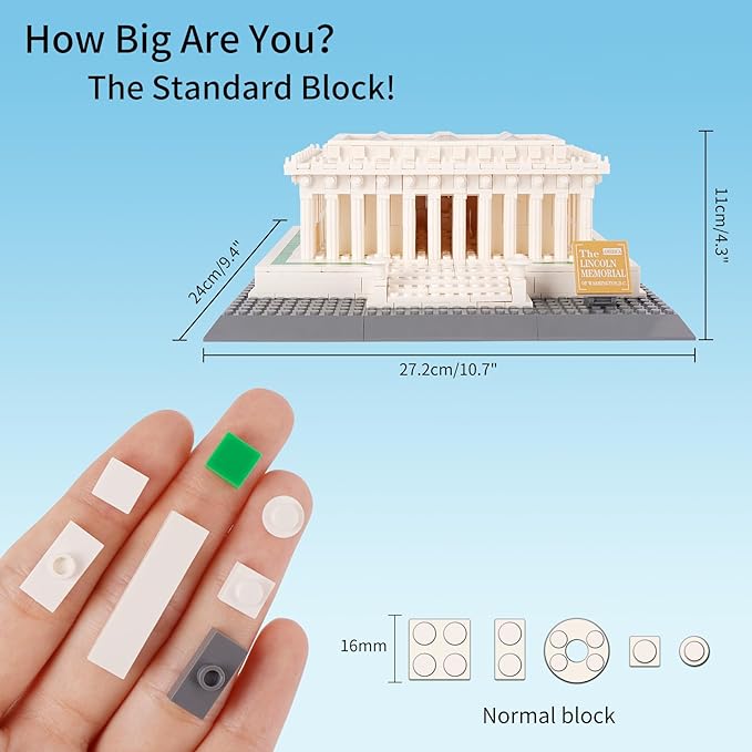Oichy Building Blocks Set, Lincoln Memorial Architecture Model Kits 979 PCS Collection Toy Building Sets for Adults and Kids