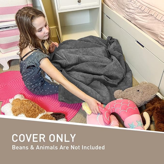 Nobildonna 3 ft Bean Bag Chair Cover (No Filler) for Adults and Kids, 300L Extra Large Stuffed Animal Storage Bean Bag Washable Soft Premium Corduroy Stuffable Bean Bag Cover