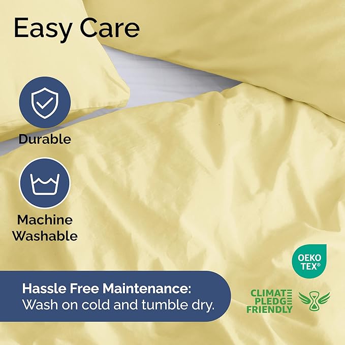 Duvet Cover Twin/Twin XL Size Set - Extra Soft Duvet Cover 68 x 90 with 1 Pillow Sham - Hotel Luxury, Easy Care and Fade Free with Zipper Closures & Ties - Comfy, Cozy Breathable Bedding Set (Yellow)