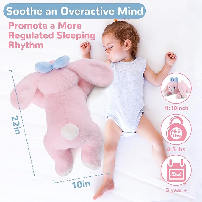 Bunny Weighted Stuffed Animals - 22 Inch 4.5 Pounds Weighted Plushies Rabbit - Big Plush Bunny Stuffed Animals Pillow - Cute Plush Toys Gifts for Kids & Adults