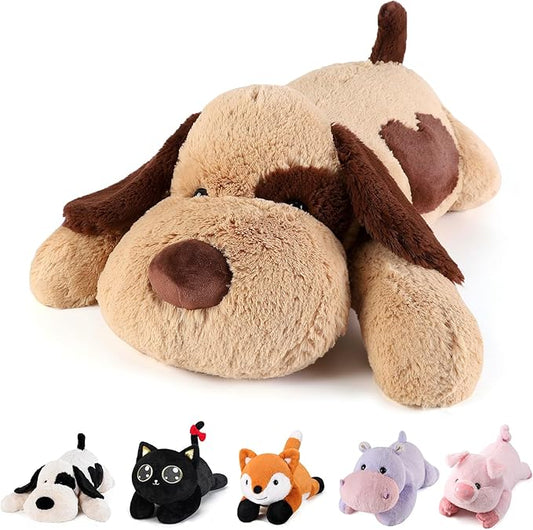 meowtastic Brown Dog Weighted Stuffed Animals - 28 Inch 5.0 Pounds Weighted Plush Dog Stuffed Animals - Large Stuffed Dog Weighted Plush Pillow - Cute Plush Toys Gifts for Kids & Adults (28" 5.0 lbs)