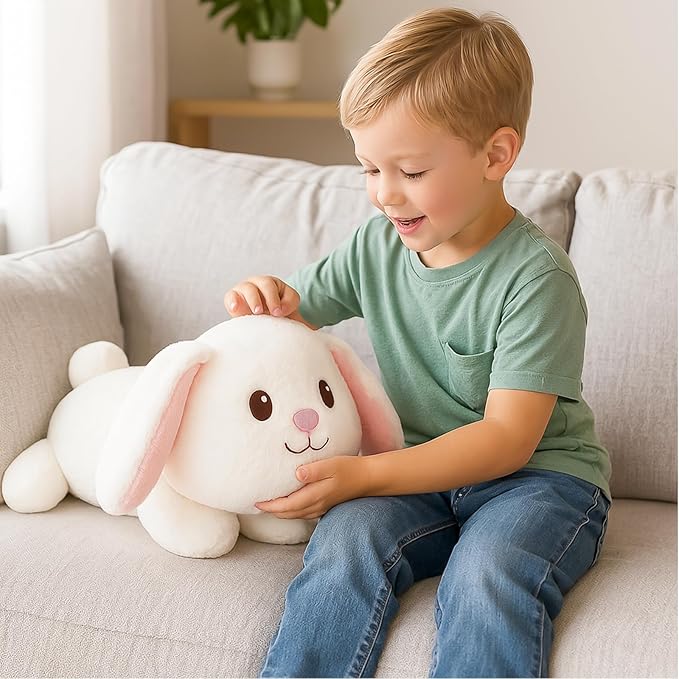 Weighted Bunny Plush Pillow – 22-Inch, 4 lbs Soft Cuddly Stuffed Animal Plushie, Cute Rabbit Hug Pillow for Comfort, Relaxation, Birthday Gift & Travel Buddy for Kids and Adults