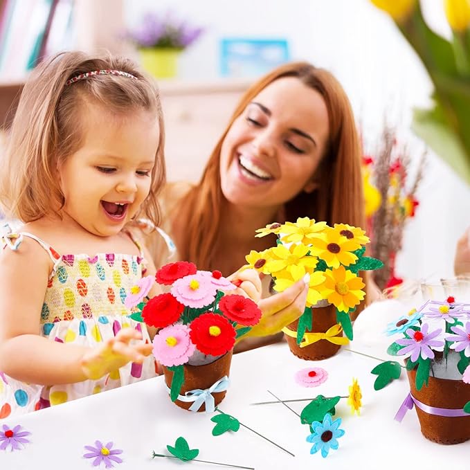 4 pcs Kids Arts and Crafts Sewing Potted Flower kit Ages 1-3, Toddler Arts and Crafts for Kids Preschool Educational Toys Sewing Kit for Kids 1 2 3 4 5 6