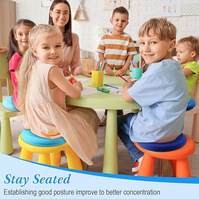 Libima 4 Pcs Wiggle Seat Inflated Wobble Cushion for Sensory Kid 13 Inches Balance Disc Flexible Seating for Classroom Sensory Pad for Chair Wiggle Cushion