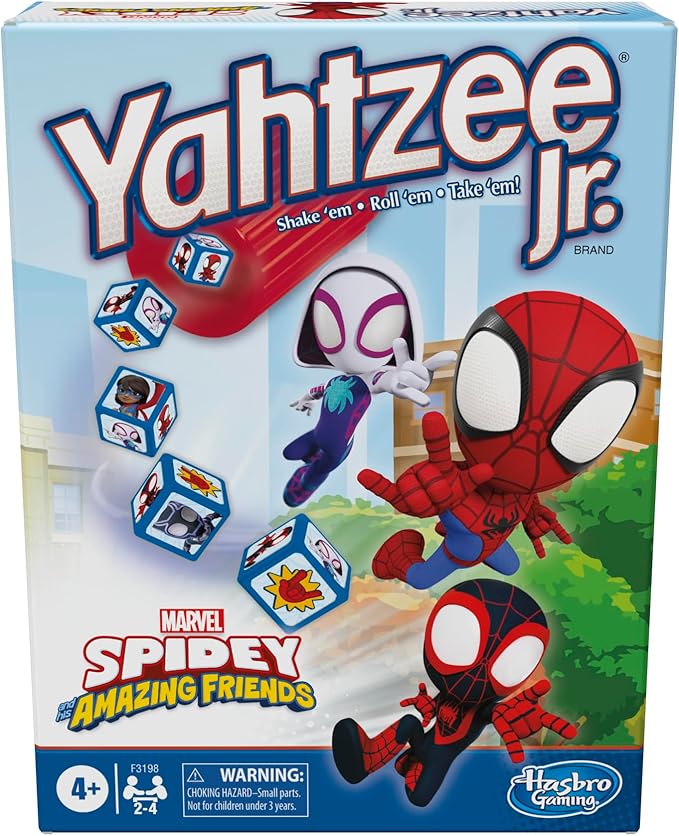 Hasbro Gaming Yahtzee Jr. Marvel Spidey and His Amazing Friends Edition Board Game | Preschool Games for Kids | 2-4 Players | Easter Gifts Boys & Girls | Ages 4+ (Amazon Exclusive)