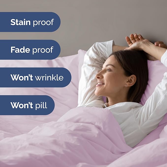 Duvet Cover Cal King Size Set - Extra Soft Cal King Size Duvet Cover 104 x 98 with 2 Pillow Shams - Hotel Luxury & Fade Free w/Zipper Closures & Ties - Comfy Breathable Bedding Set (Light Lavender)