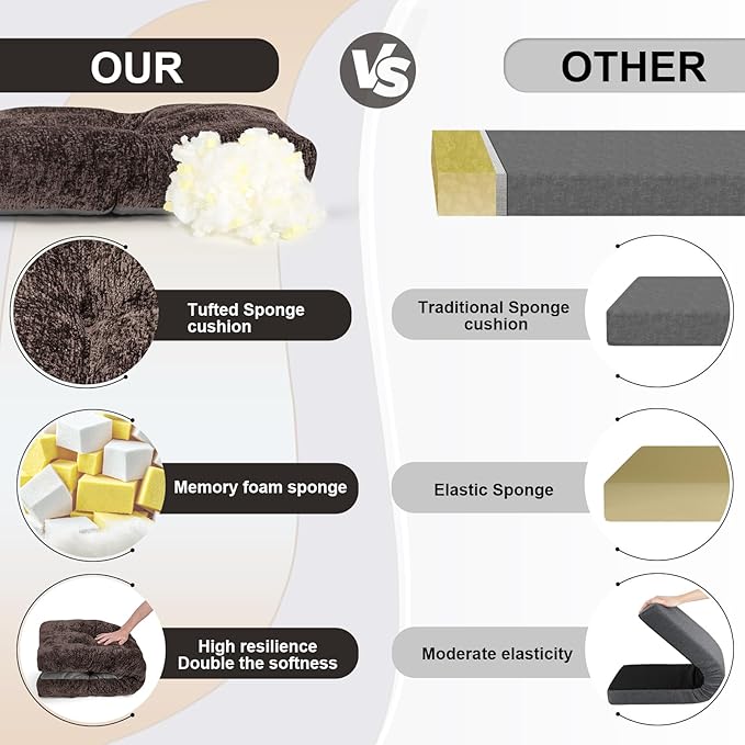 Bench Cushion 36 Inch - Luxury Chenille, High-Density Memory Foam, Non-Slip Bottom, Soft Durable Indoor Tufted Long Seat Cushion for Window Garden Furniture (Brown, 36x14x4 Inch)