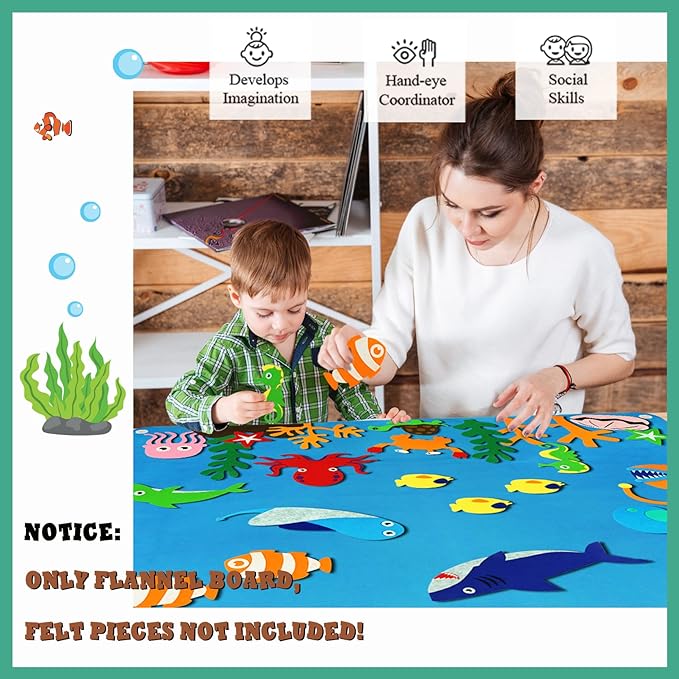 Craftstory 3.5 Feet Flannel-Board for Toddlers Preschool as Kids Felt Stories Activities Play Kits Wall-Hanging Birthday Gifts (Blue)