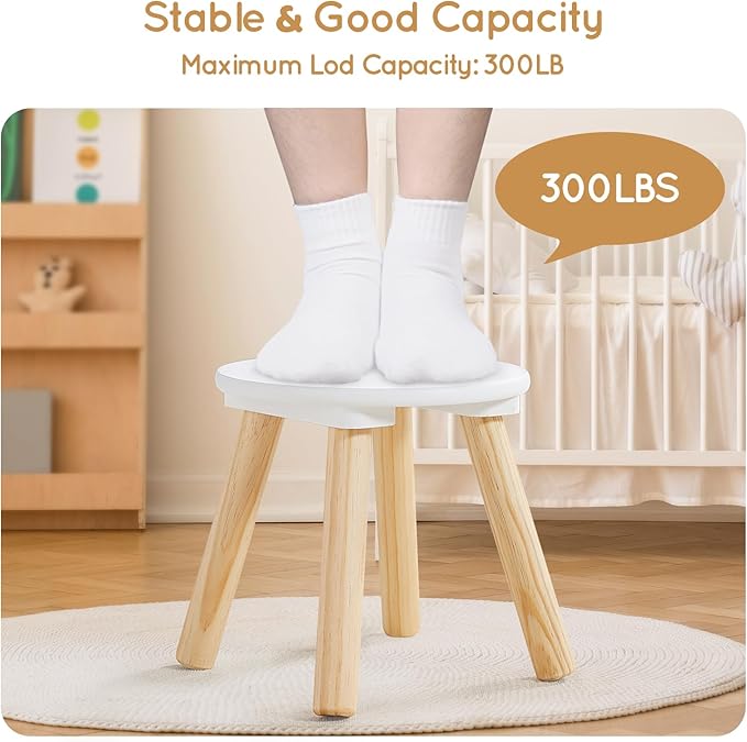 Beright Wooden Step Stool for Kids, Children's Stool Perfect Matched Sensory Table, 9 Inch Sturdy Sitting Stool with Assembled Four-Legged, 2 Pack