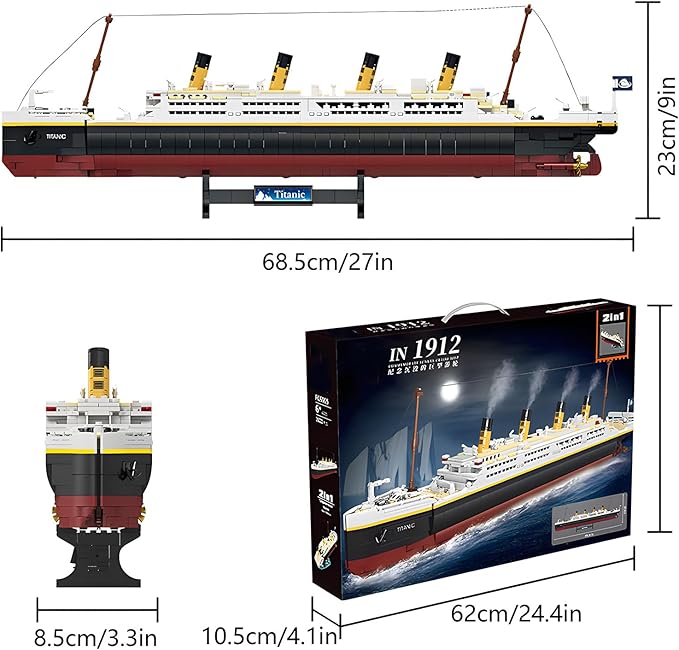 Titanic Building Blocks Set, 2022 Pieces Big Ship Bricks Building Set, Ideal Gift for Adults and Kids