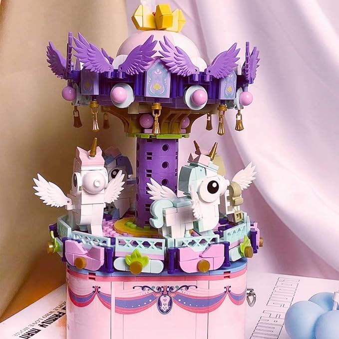 Rotating Carousel Model Building Sets with Music Box, Girls Toys 6 7 8 9 10 11 12 13 14 Years Old and up, Toys for Girls Christmas and Birthday Gifts for Adults and Kids (874pcs)